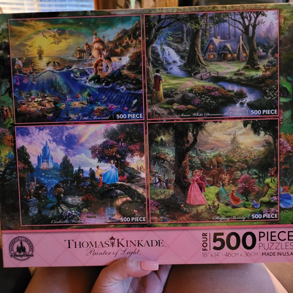 Set of 4 Disney princess Thomas Kinkade puzzles